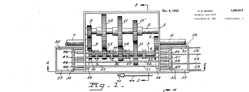Automatic Gear Shift Transmission – Richard B. Spikes, 1932 by black inventors